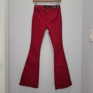 NWT Hollister Vintage Y2K Indie 70s Boho Flare High-Rise Red Jeans 23/32